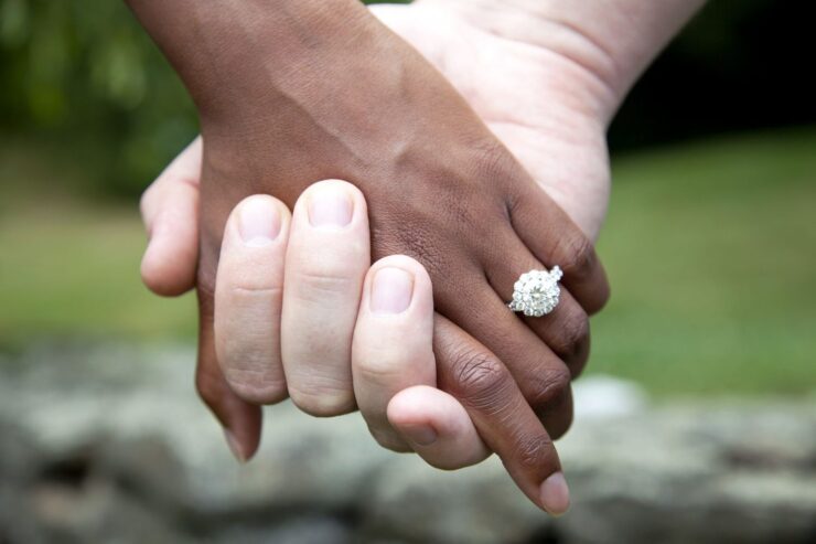 couple with engagement rings